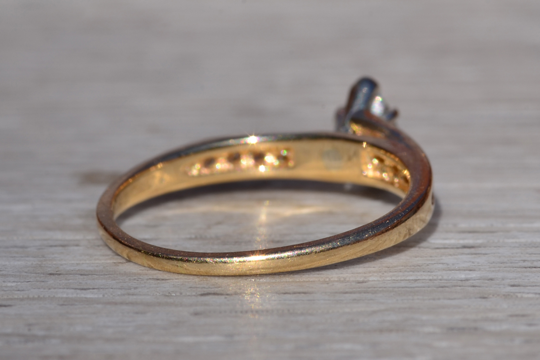SOLD - The Medina: Ladies 14K Yellow Gold Bypass Style Marquise Diamond Engagement Ring - Image 5