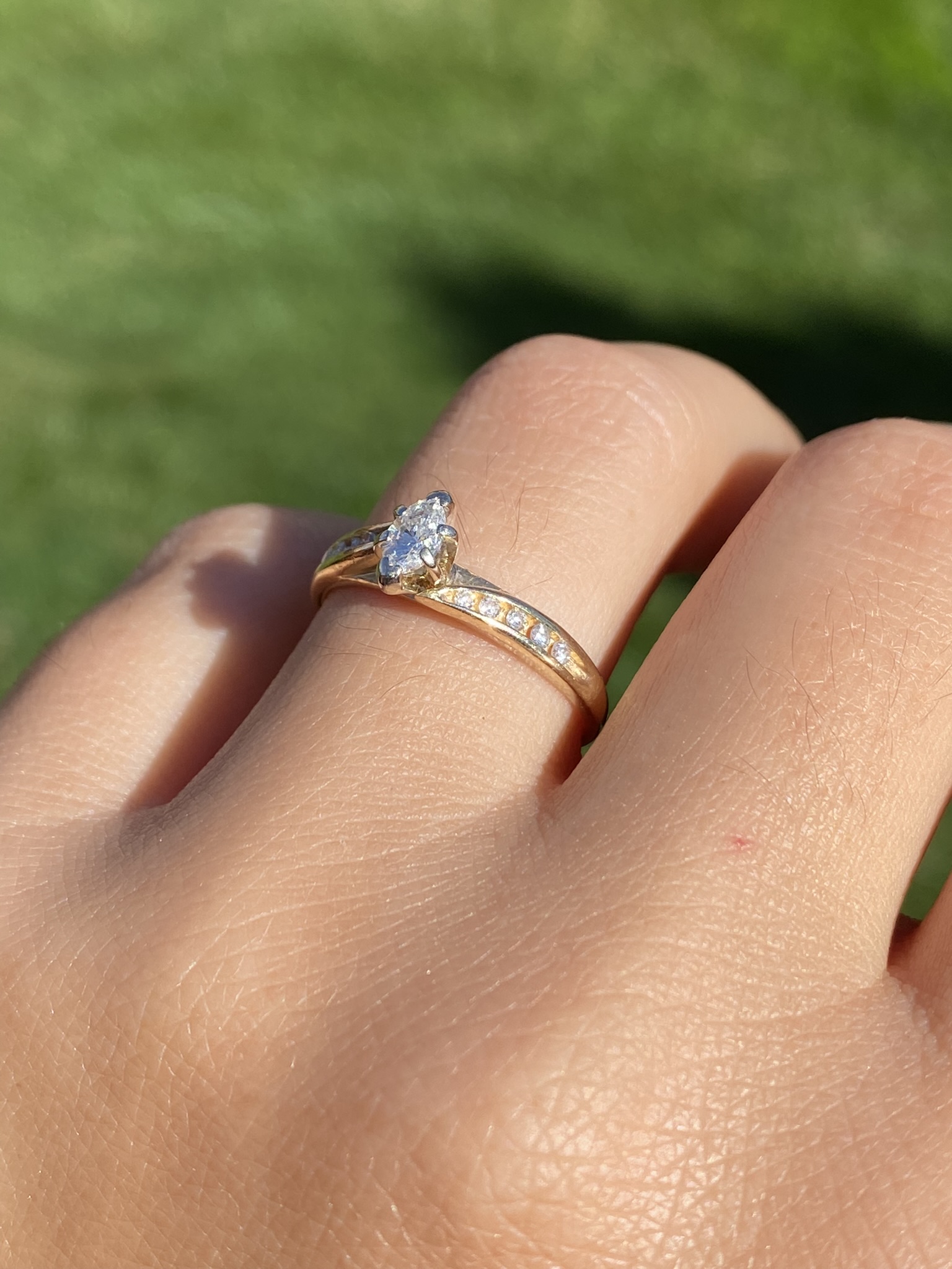 SOLD - The Medina: Ladies 14K Yellow Gold Bypass Style Marquise Diamond Engagement Ring - Image 10