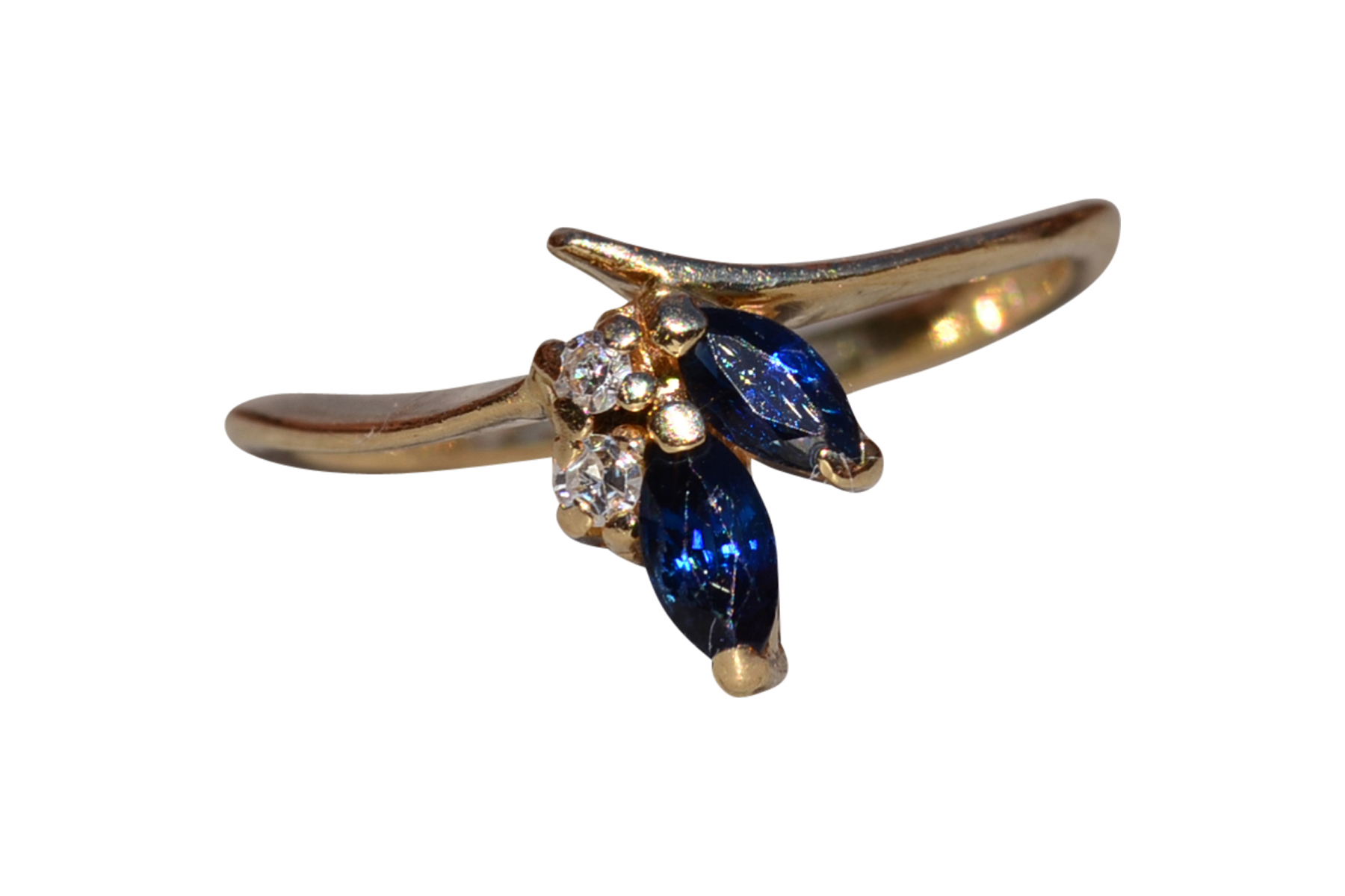 The Aquitaine: Ladies Petite 14K Yellow Gold Sapphire and Diamond Ring