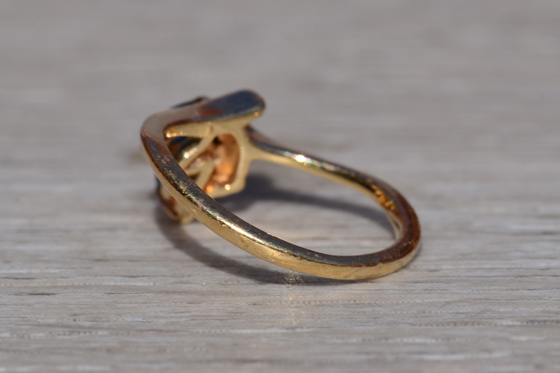 The Aquitaine: Ladies Petite 14K Yellow Gold Sapphire and Diamond Ring - Image 4