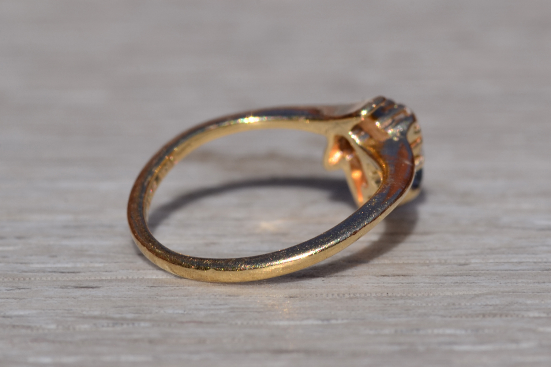 The Aquitaine: Ladies Petite 14K Yellow Gold Sapphire and Diamond Ring - Image 5