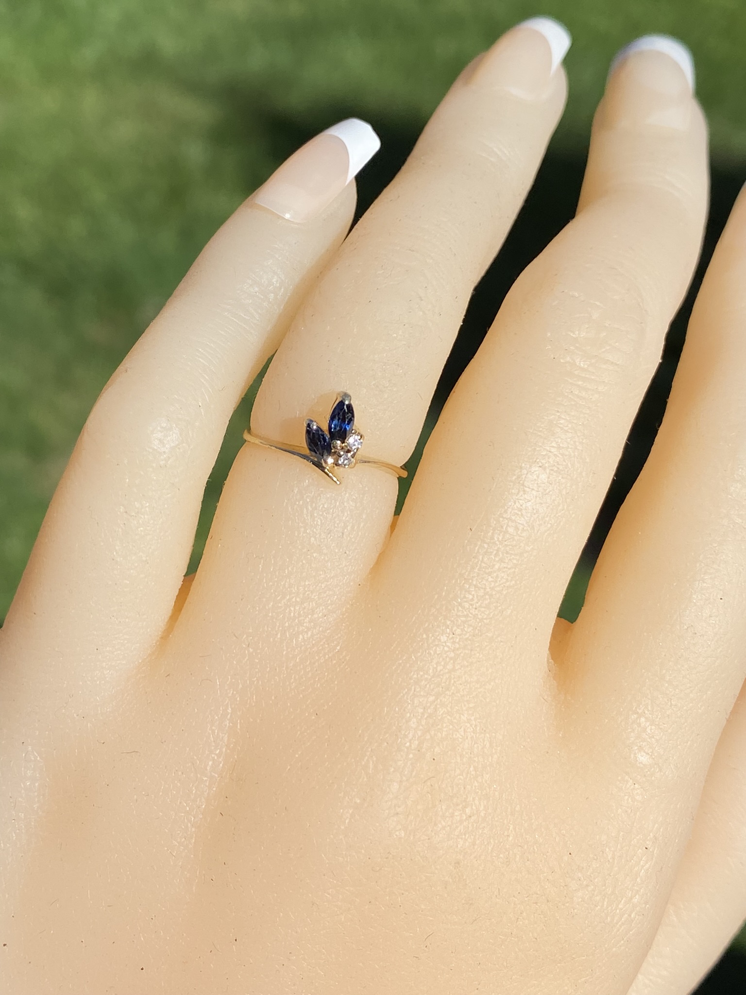 The Aquitaine: Ladies Petite 14K Yellow Gold Sapphire and Diamond Ring - Image 8