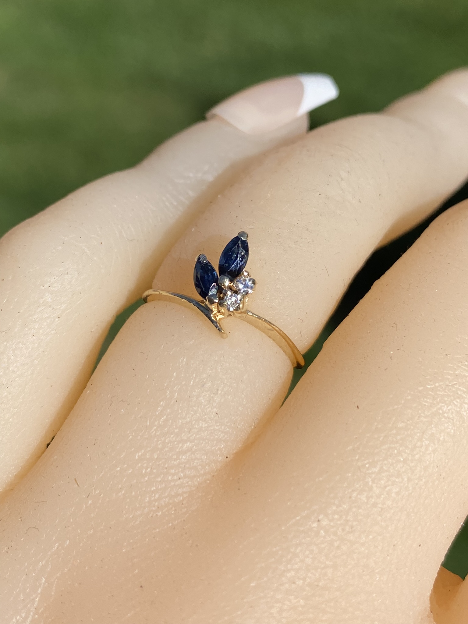 The Aquitaine: Ladies Petite 14K Yellow Gold Sapphire and Diamond Ring - Image 10