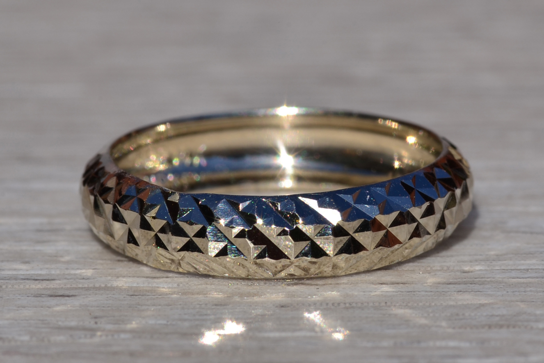 SOLD - The Kruoki: Ladies Contemporary Diamond Cut Eternity Band in 14K White Gold - Image 2