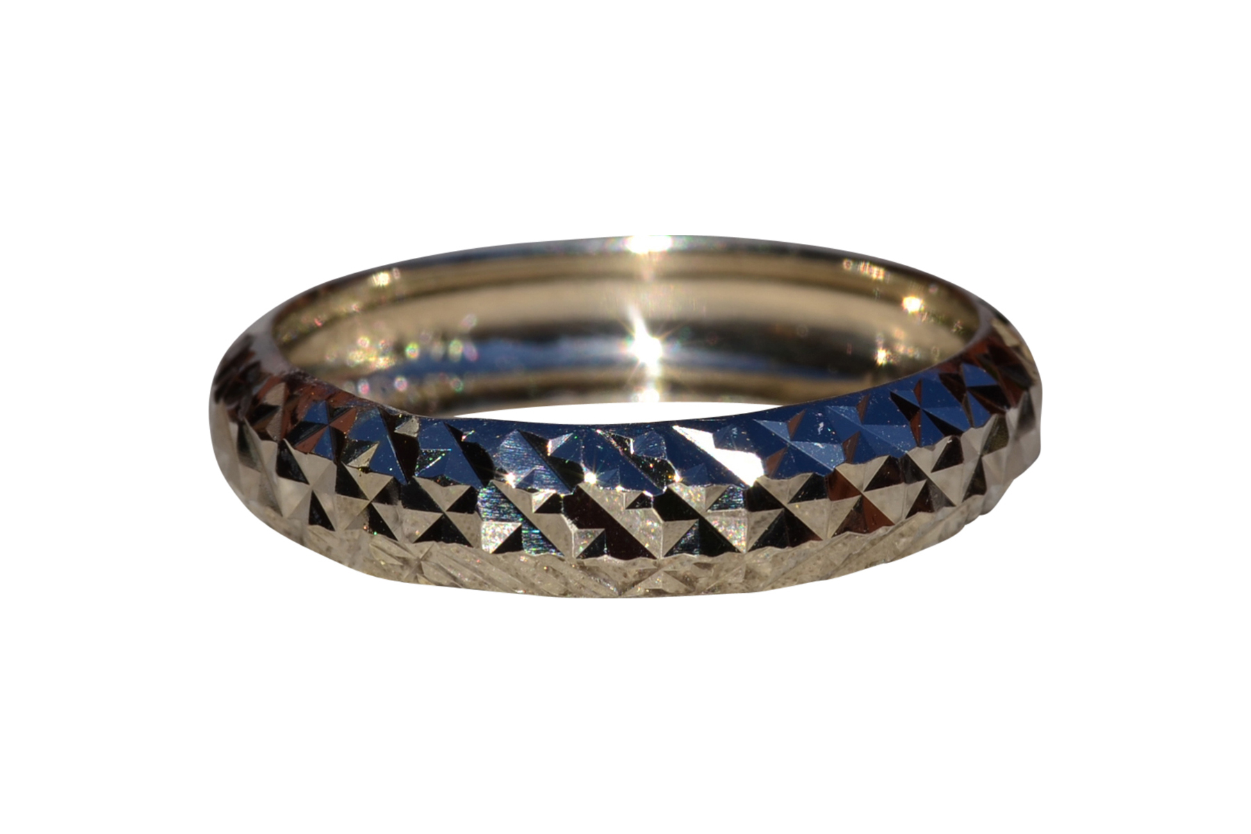 SOLD - The Kruoki: Ladies Contemporary Diamond Cut Eternity Band in 14K White Gold