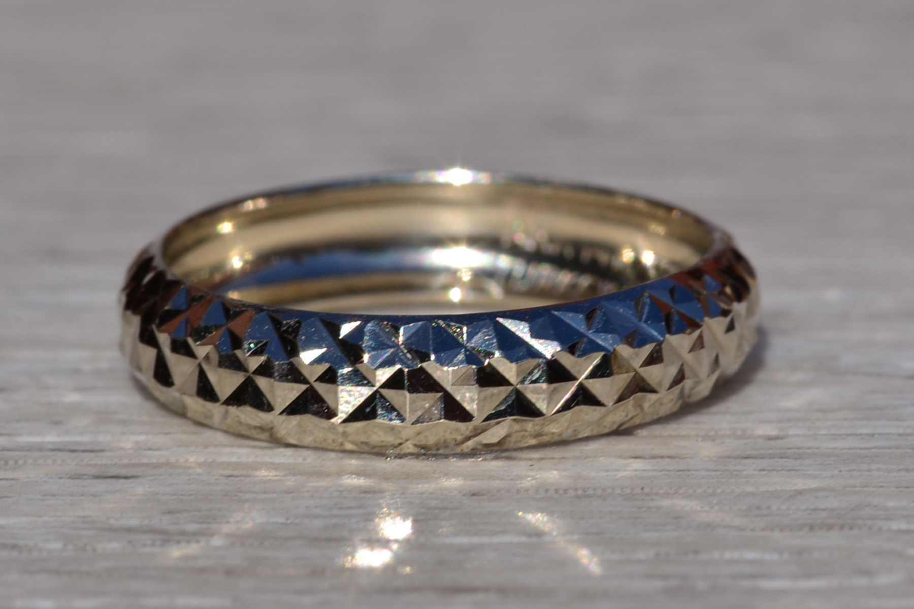 SOLD - The Kruoki: Ladies Contemporary Diamond Cut Eternity Band in 14K White Gold - Image 4