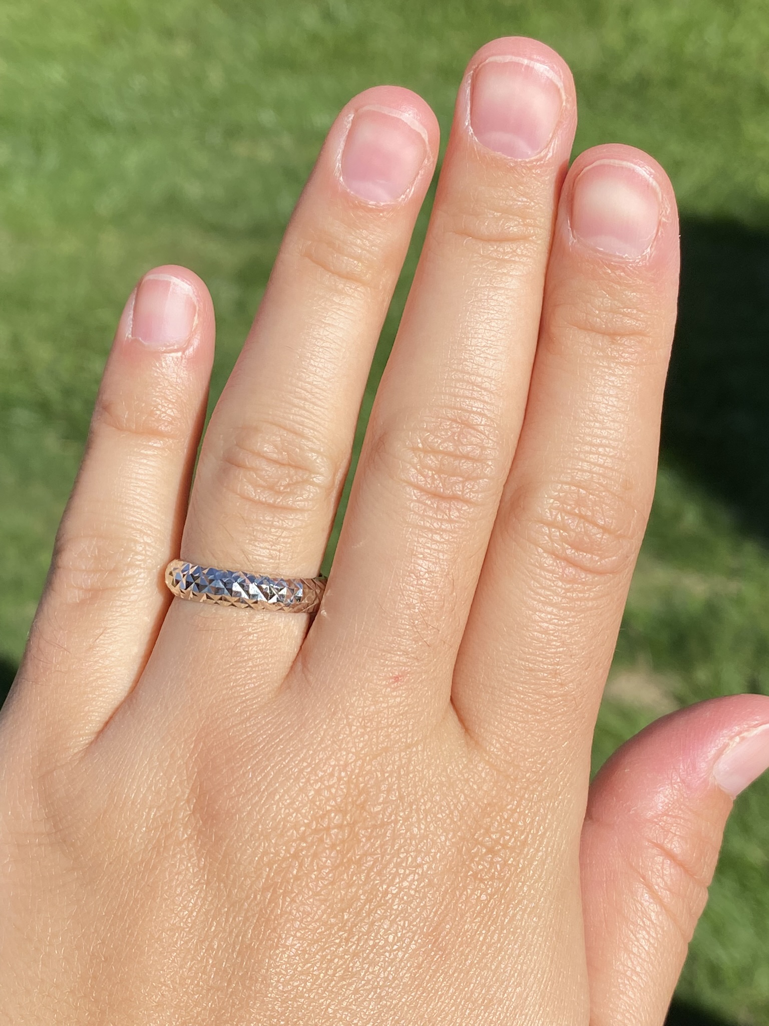 SOLD - The Kruoki: Ladies Contemporary Diamond Cut Eternity Band in 14K White Gold - Image 5