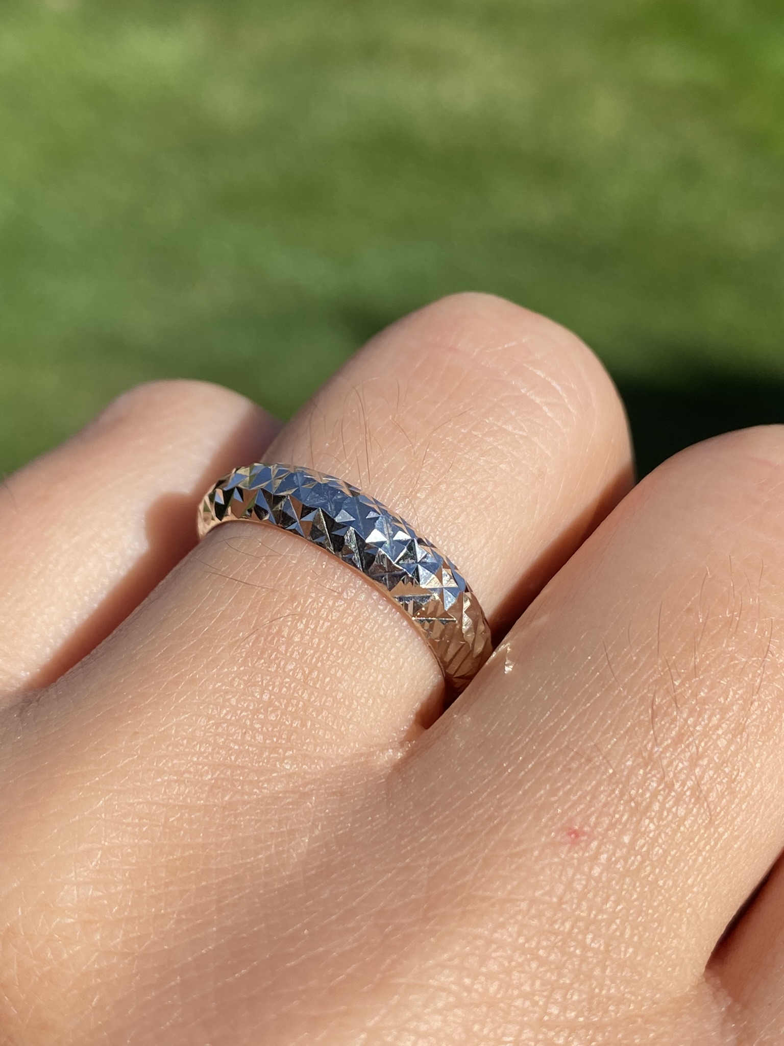 SOLD - The Kruoki: Ladies Contemporary Diamond Cut Eternity Band in 14K White Gold - Image 7
