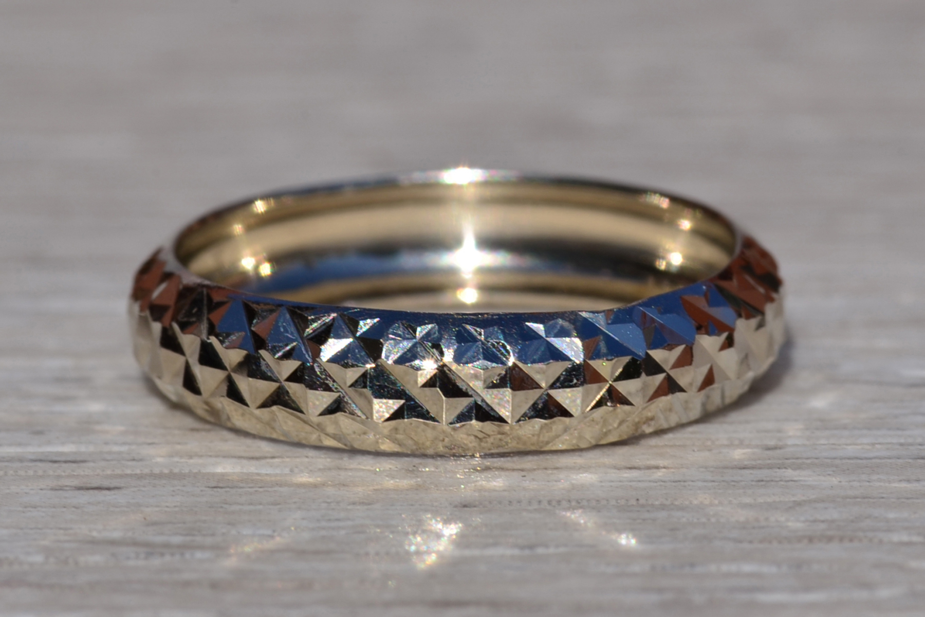 SOLD - The Kruoki: Ladies Contemporary Diamond Cut Eternity Band in 14K White Gold - Image 3
