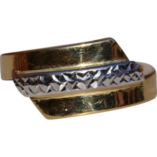 The Tryconnell:  Ladies Italian 14K Two Tone Diamond Cut Ring