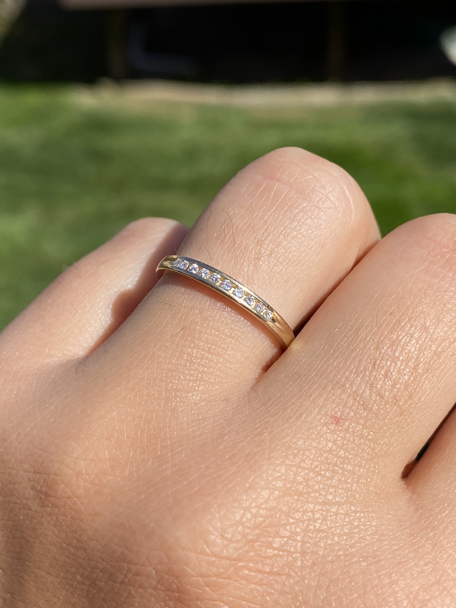 SOLD - The Rosetown: Ladies 14K Yellow Gold Channel Set Diamond Wedding Band - Image 10
