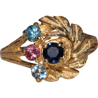 The Caronport:  Ladies 14K Yellow Gold Ring set with Topaz, Sapphire and Zircon