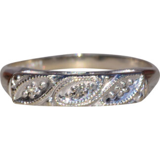 SOLD - The Leross: Ladies Antique 14K White Gold Diamond Band