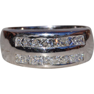 The Wellandport:  Ladies 14K White Gold Princess Cut Diamond Band