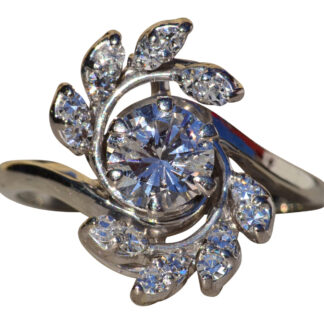 SOLD - The Galiano:  Ladies Antique Jabel Signed Ring set with 0.81 CT Center Diamond