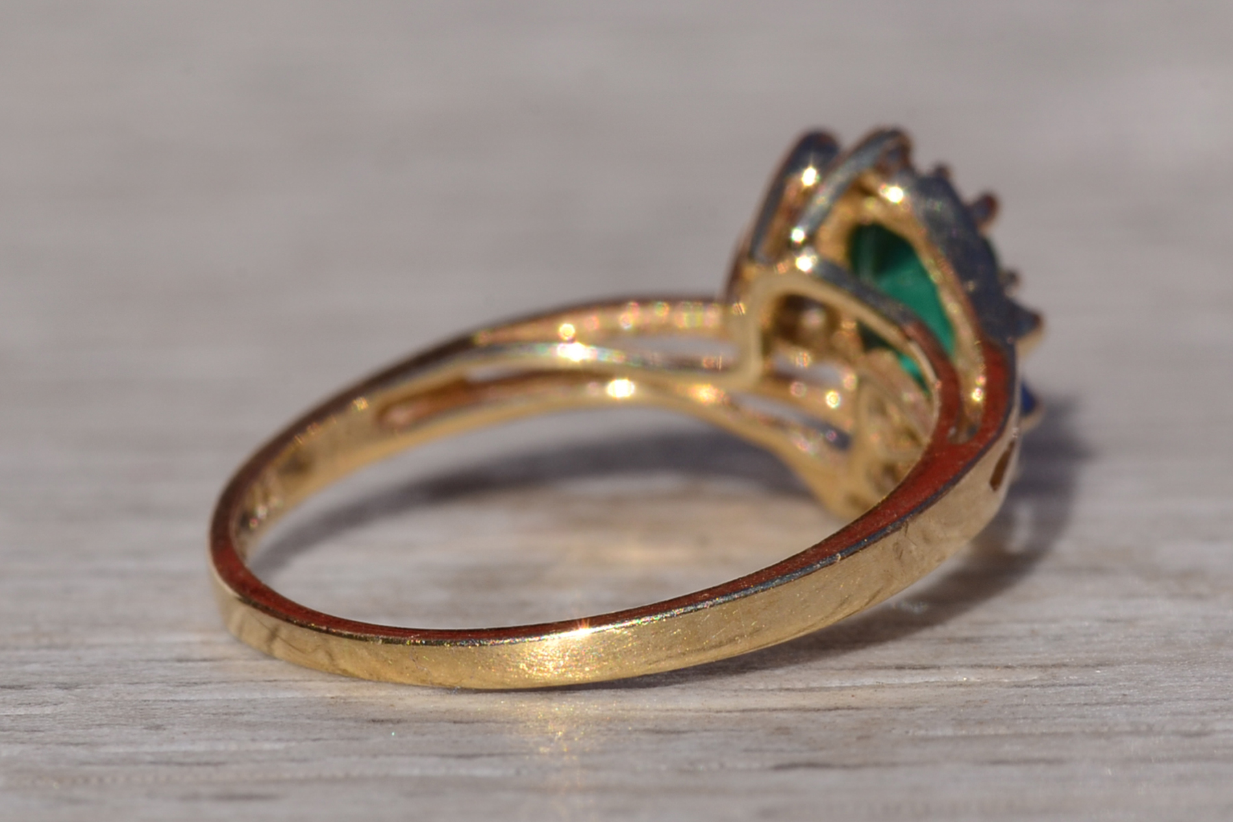 SOLD - The Bankeir: Ladies Yellow Gold Bypass Ring set with Laboratory Grown Emerald and Diamonds - Image 5