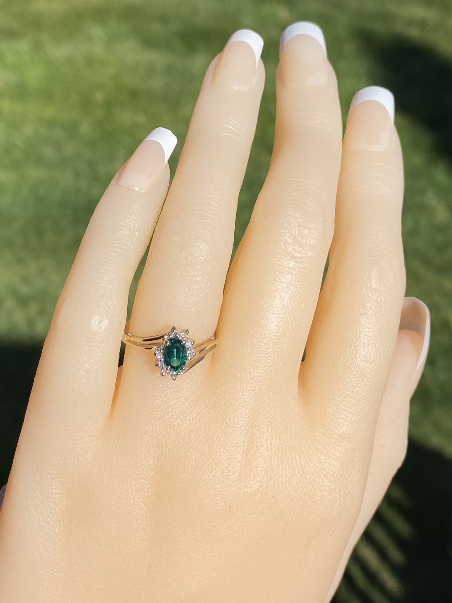 SOLD - The Bankeir: Ladies Yellow Gold Bypass Ring set with Laboratory Grown Emerald and Diamonds - Image 8