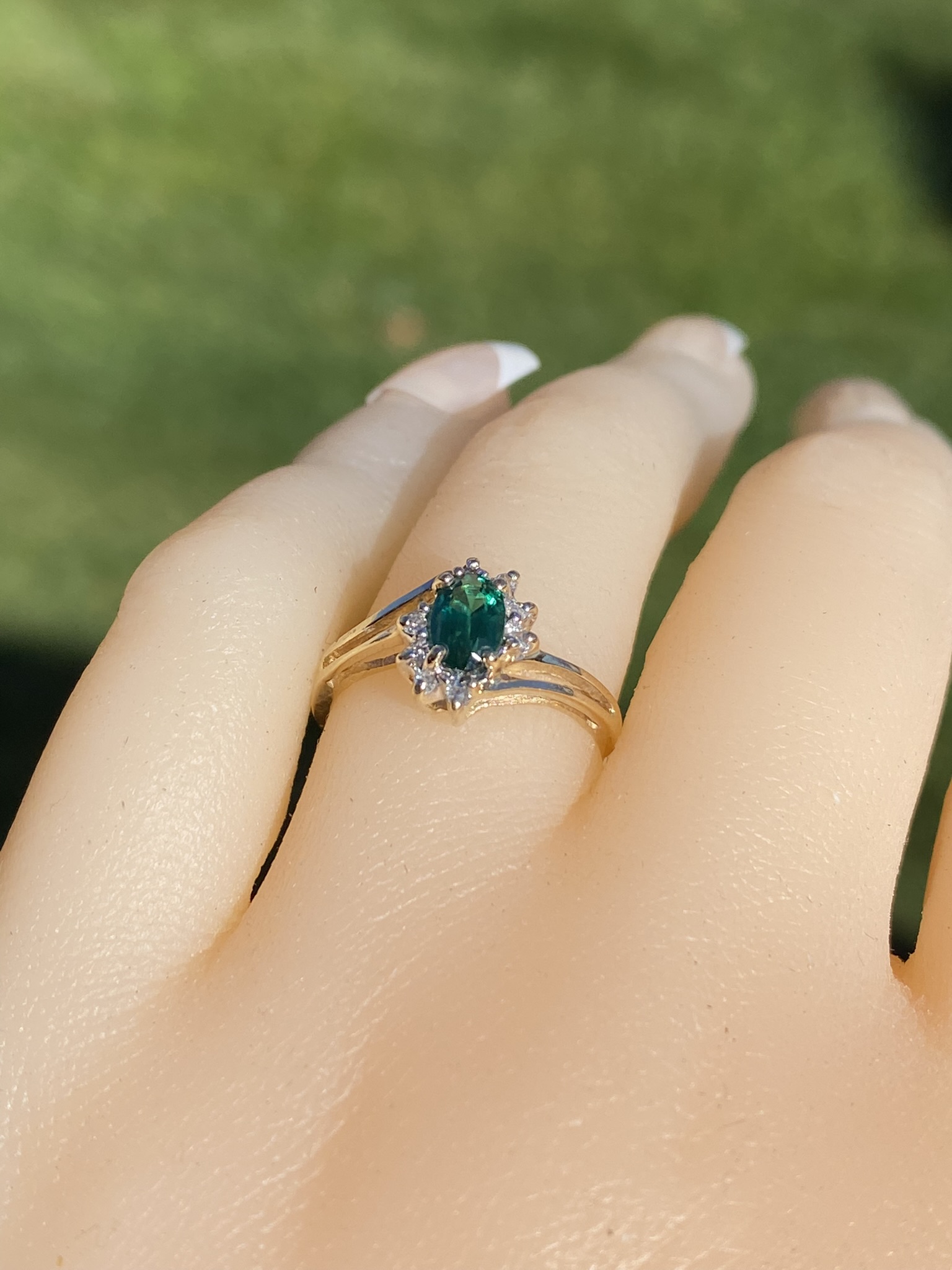 SOLD - The Bankeir: Ladies Yellow Gold Bypass Ring set with Laboratory Grown Emerald and Diamonds - Image 10