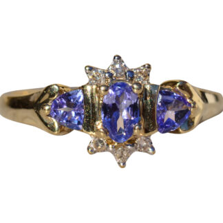 SOLD - The Keward:  Ladies Yellow Gold Tanzanite and Diamond Cocktail Ring