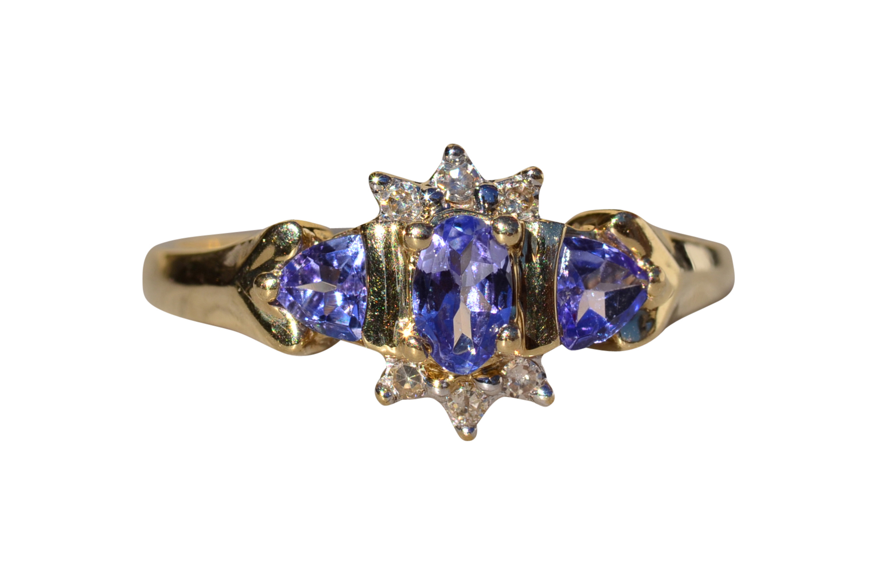 SOLD - The Keward: Ladies Yellow Gold Tanzanite and Diamond Cocktail Ring