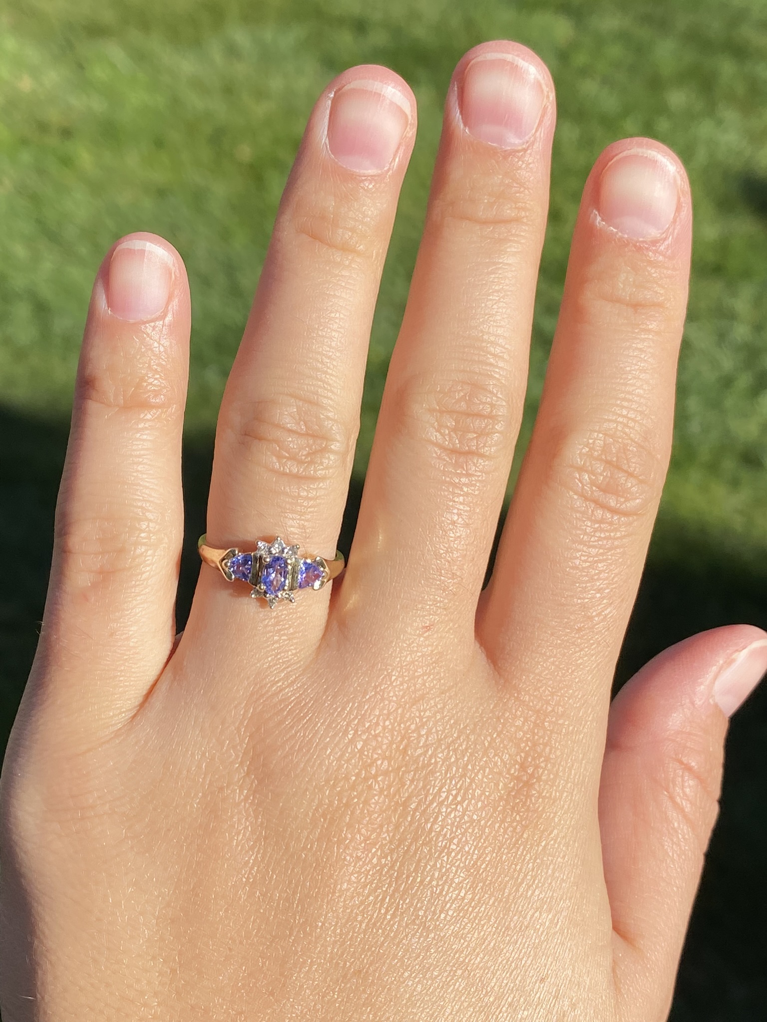 SOLD - The Keward: Ladies Yellow Gold Tanzanite and Diamond Cocktail Ring - Image 8