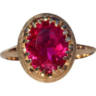 SOLD - The Coulson:  Ladies Yellow Gold Ring set with Laboratory Grown Ruby