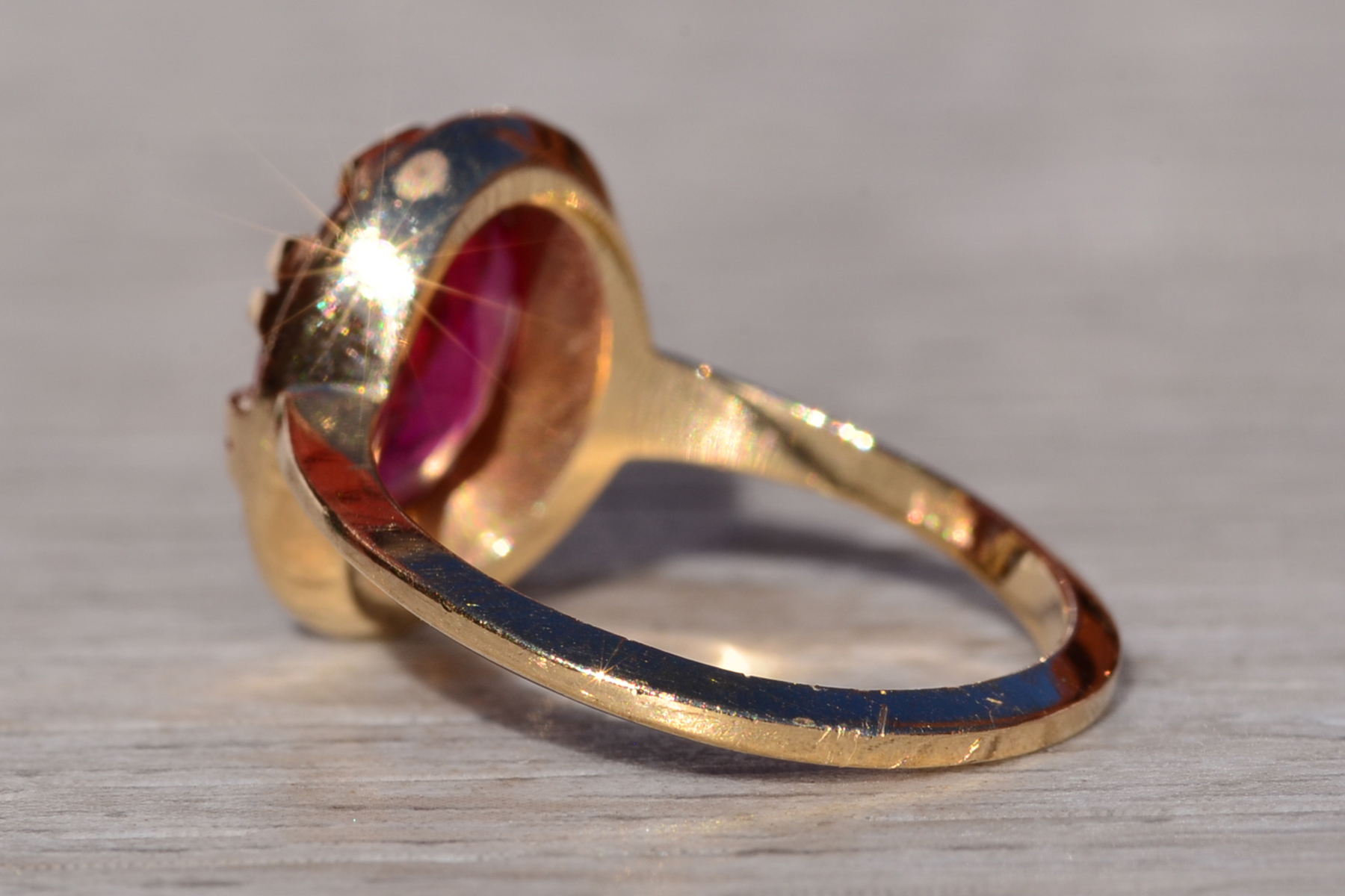 SOLD - The Coulson: Ladies Yellow Gold Ring set with Laboratory Grown Ruby - Image 4