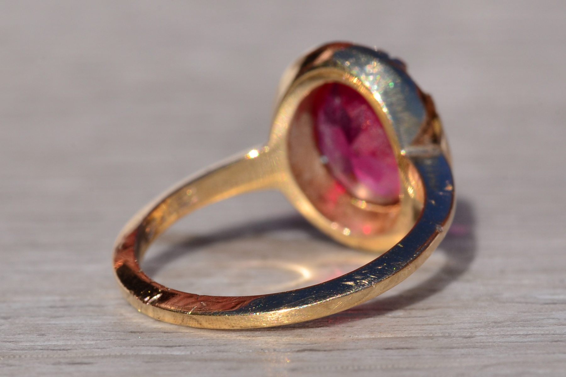 SOLD - The Coulson: Ladies Yellow Gold Ring set with Laboratory Grown Ruby - Image 5