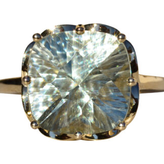 SOLD - The Countnac: Ladies Gold Custom Cut Praisiolite Statement Ring