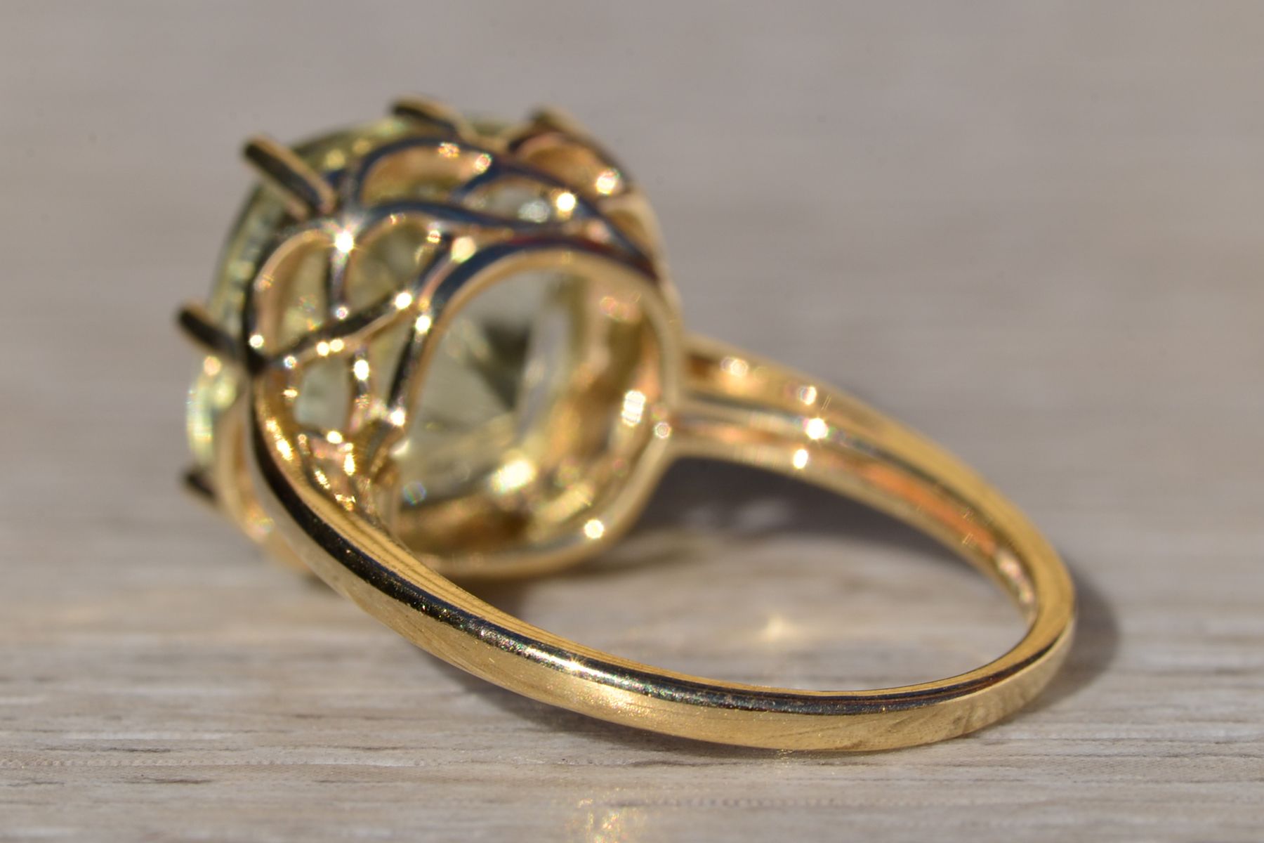 SOLD - The Countnac: Ladies Gold Custom Cut Praisiolite Statement Ring - Image 4