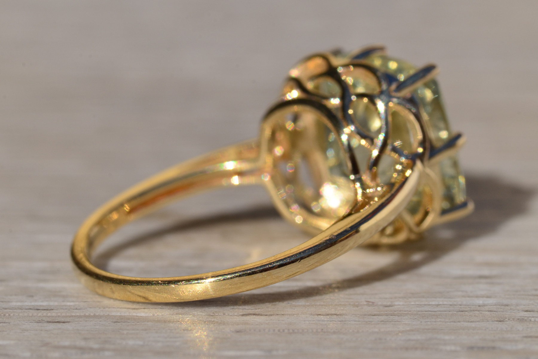 SOLD - The Countnac: Ladies Gold Custom Cut Praisiolite Statement Ring - Image 5