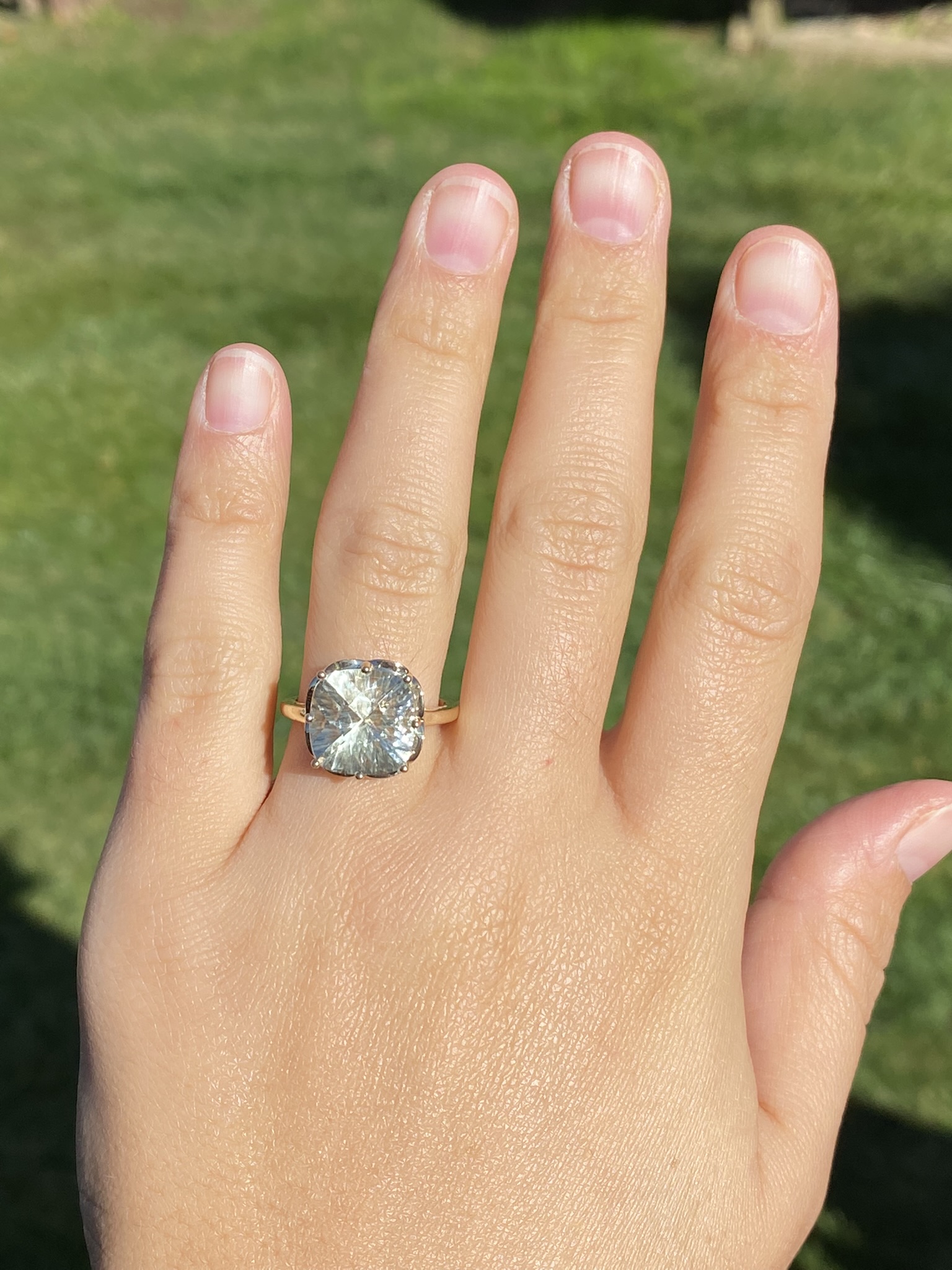SOLD - The Countnac: Ladies Gold Custom Cut Praisiolite Statement Ring - Image 8