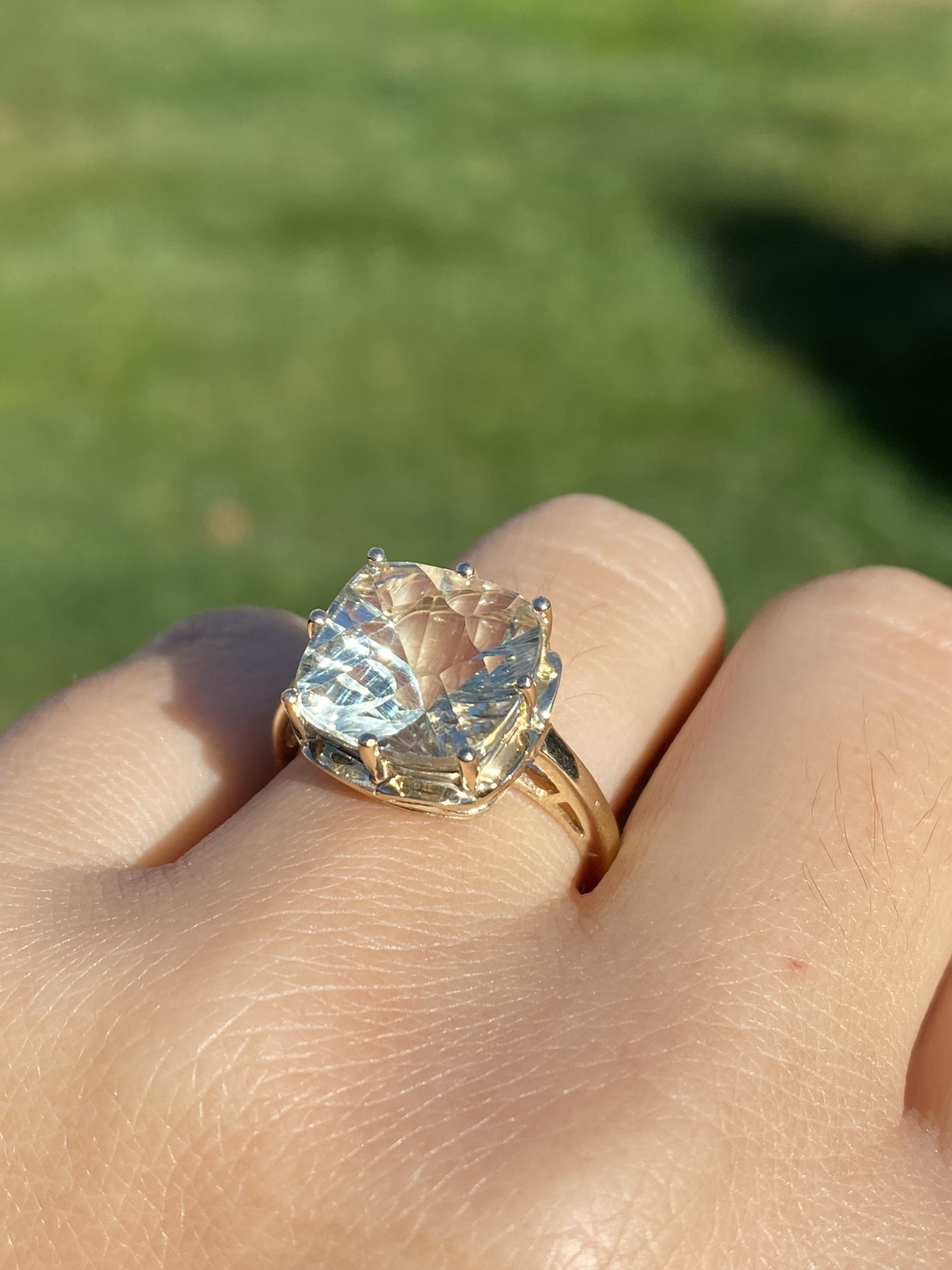 SOLD - The Countnac: Ladies Gold Custom Cut Praisiolite Statement Ring - Image 10