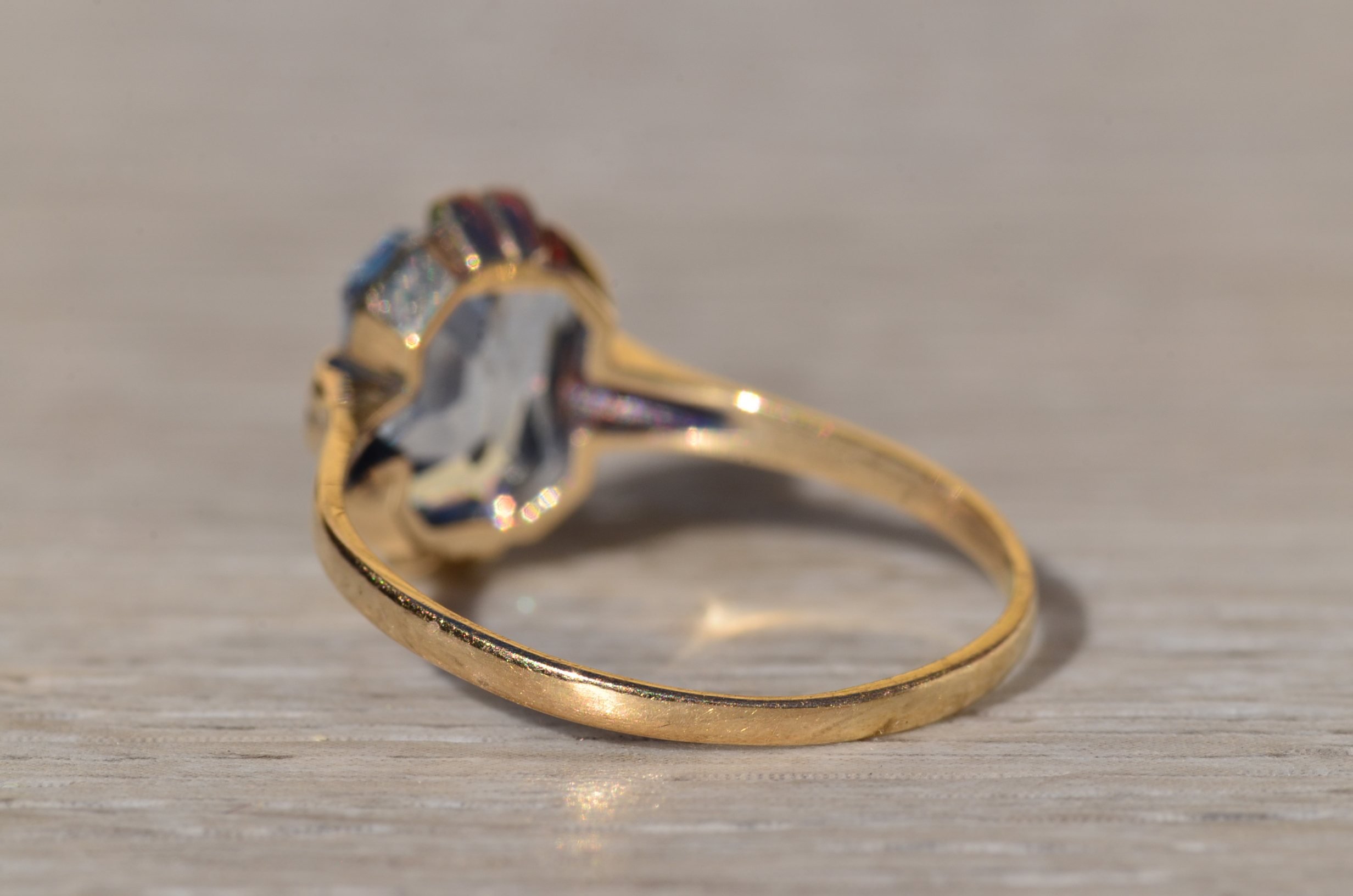 SOLD - The Cedarmont Beach: Ladies Yellow Gold Ring set with Custom Cut Lab Created Spinel - Image 4