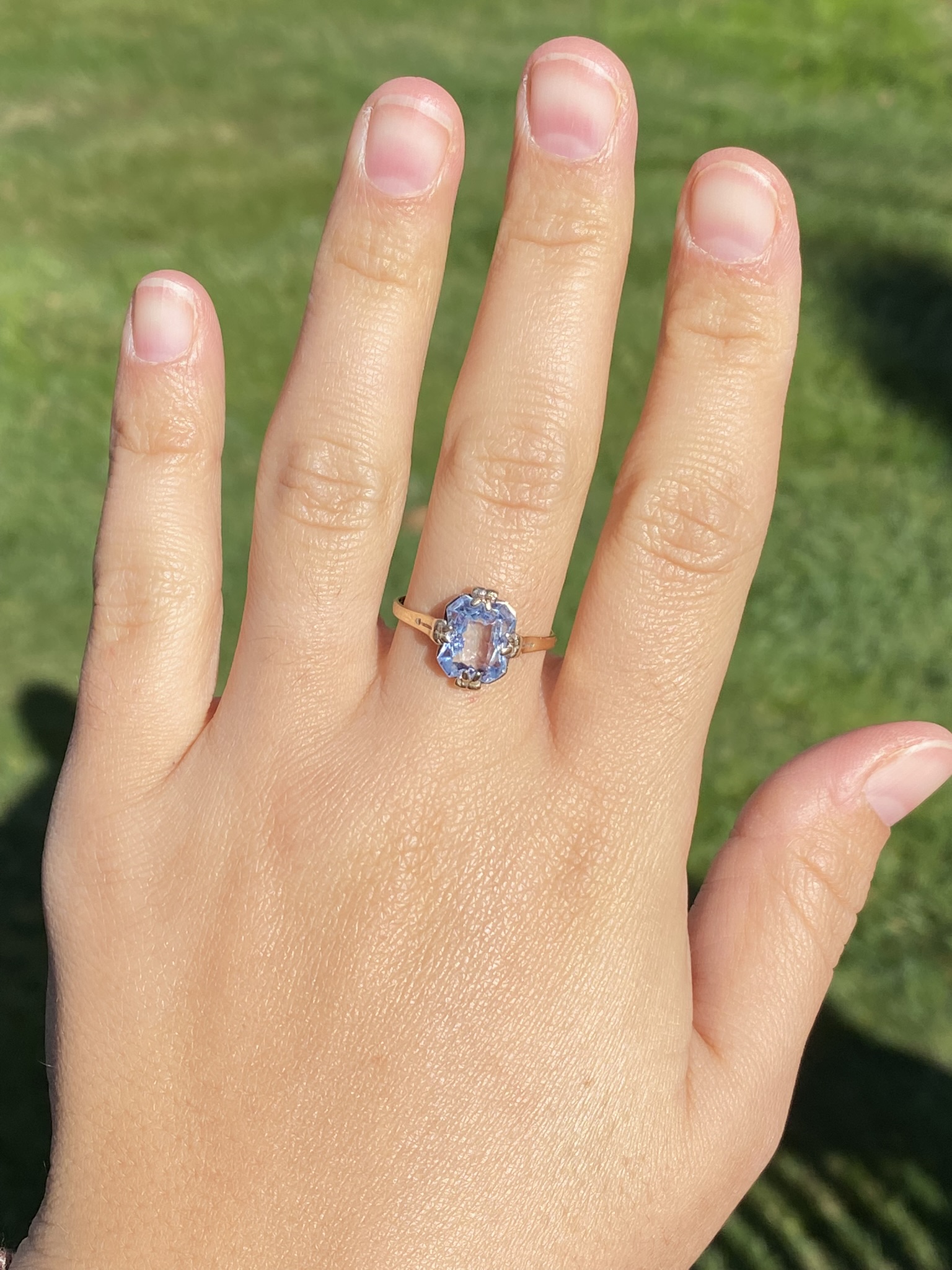 SOLD - The Cedarmont Beach: Ladies Yellow Gold Ring set with Custom Cut Lab Created Spinel - Image 10
