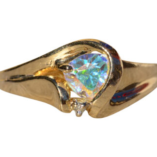 SOLD - The Hatherton:  Ladies Yellow Gold Mystic Topaz and Diamond Ring