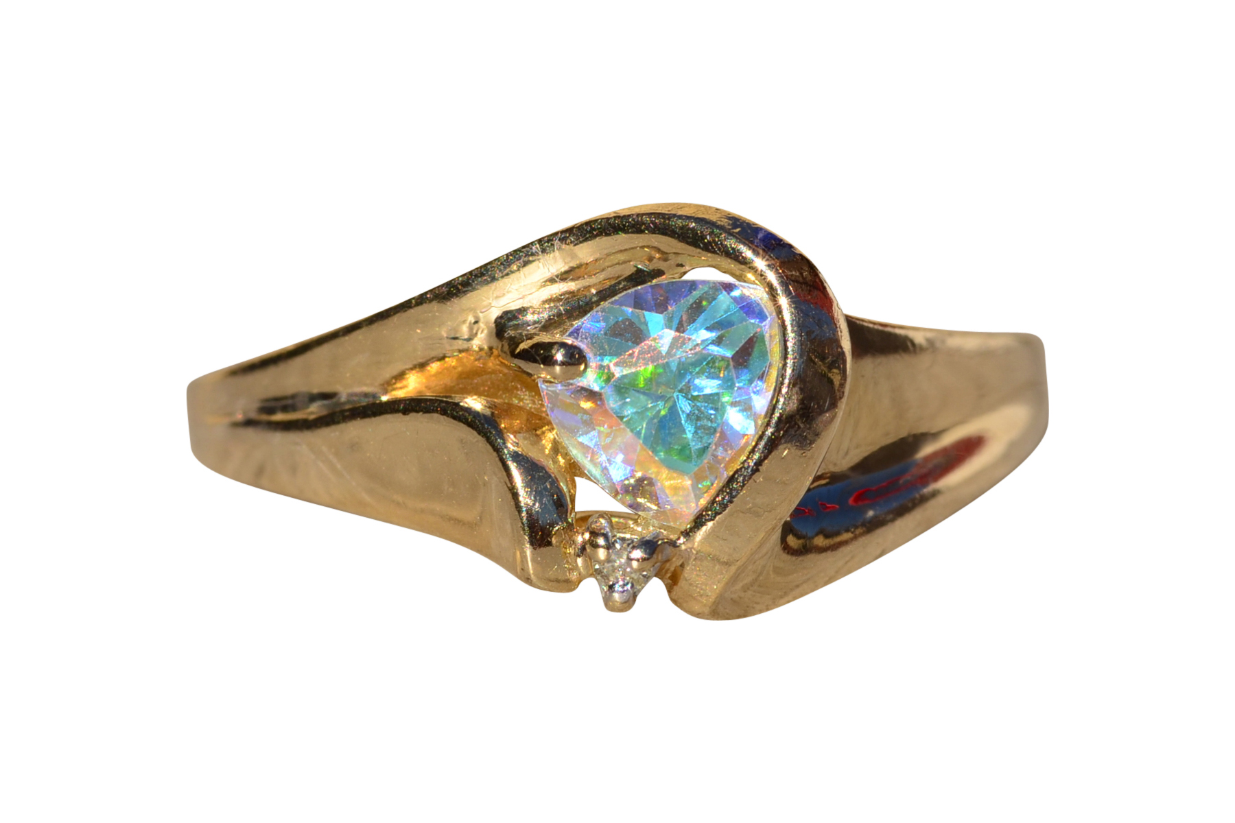 SOLD - The Hatherton: Ladies Yellow Gold Mystic Topaz and Diamond Ring