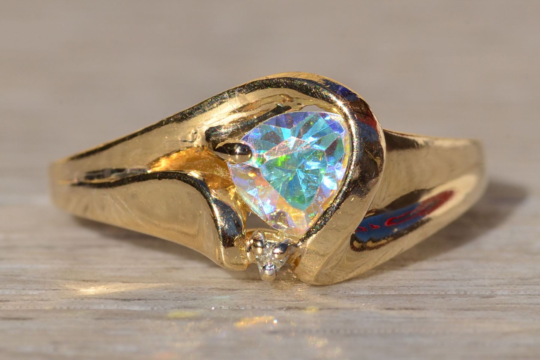 SOLD - The Hatherton: Ladies Yellow Gold Mystic Topaz and Diamond Ring - Image 2