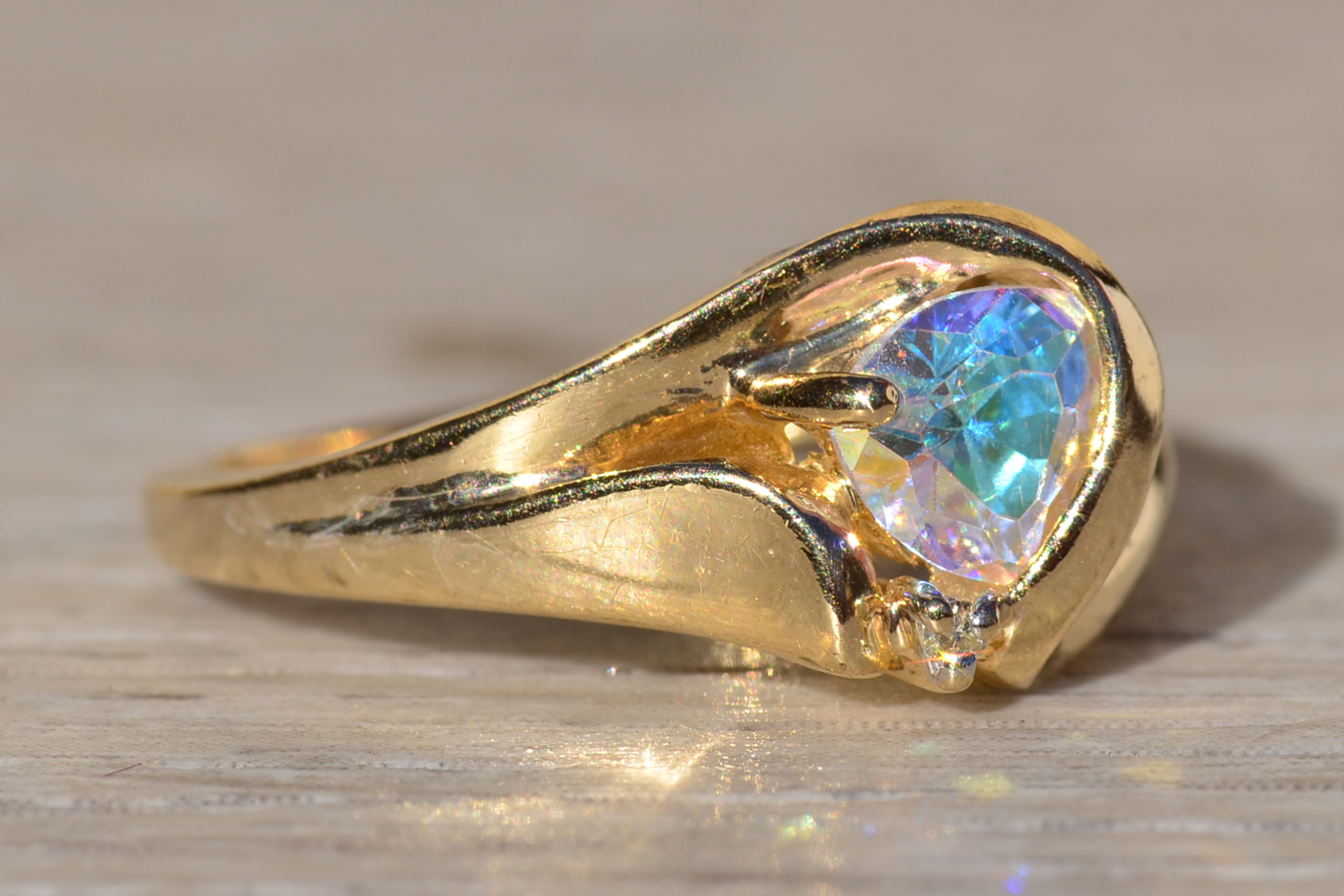 SOLD - The Hatherton: Ladies Yellow Gold Mystic Topaz and Diamond Ring - Image 6
