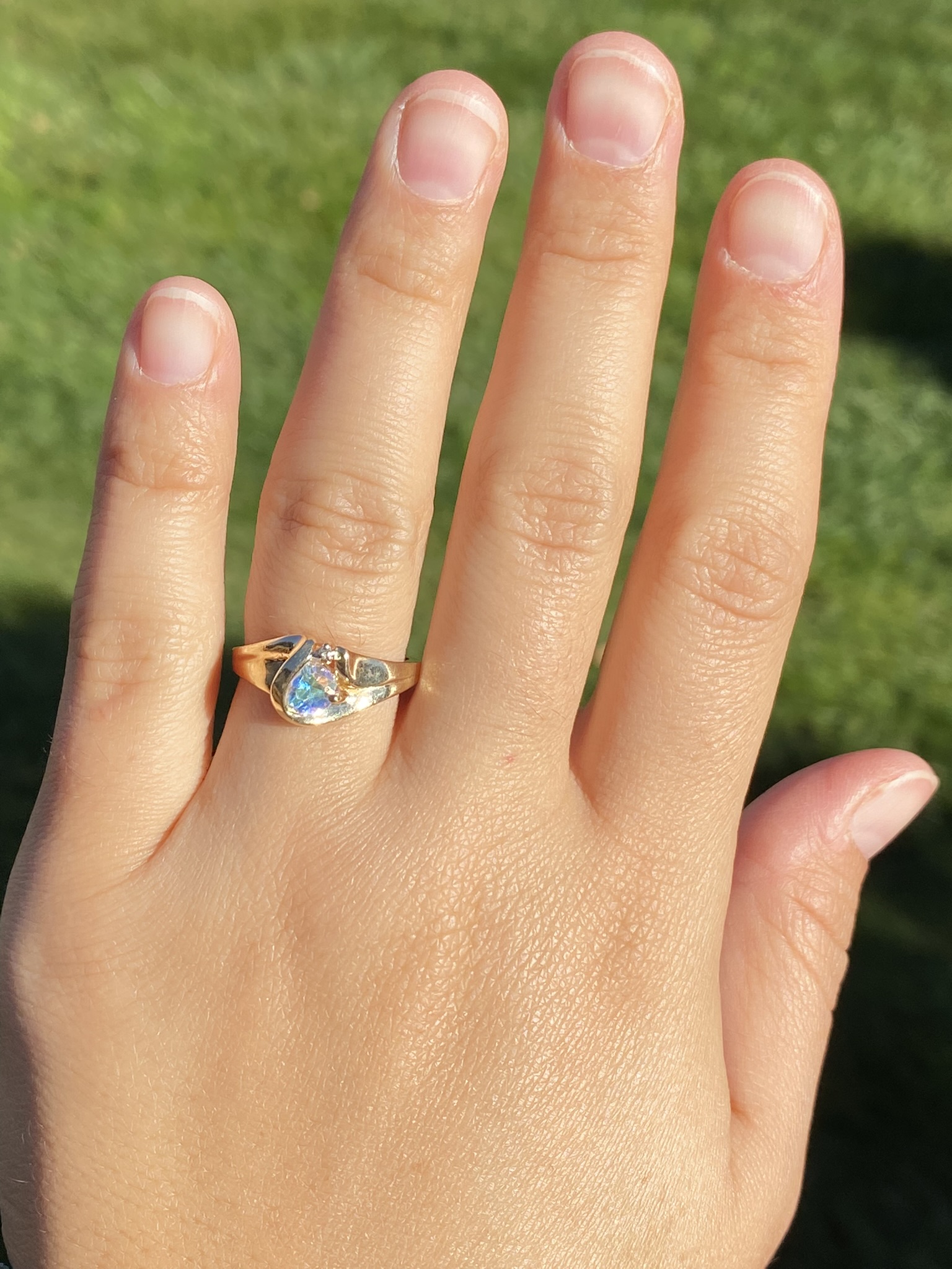 SOLD - The Hatherton: Ladies Yellow Gold Mystic Topaz and Diamond Ring - Image 8