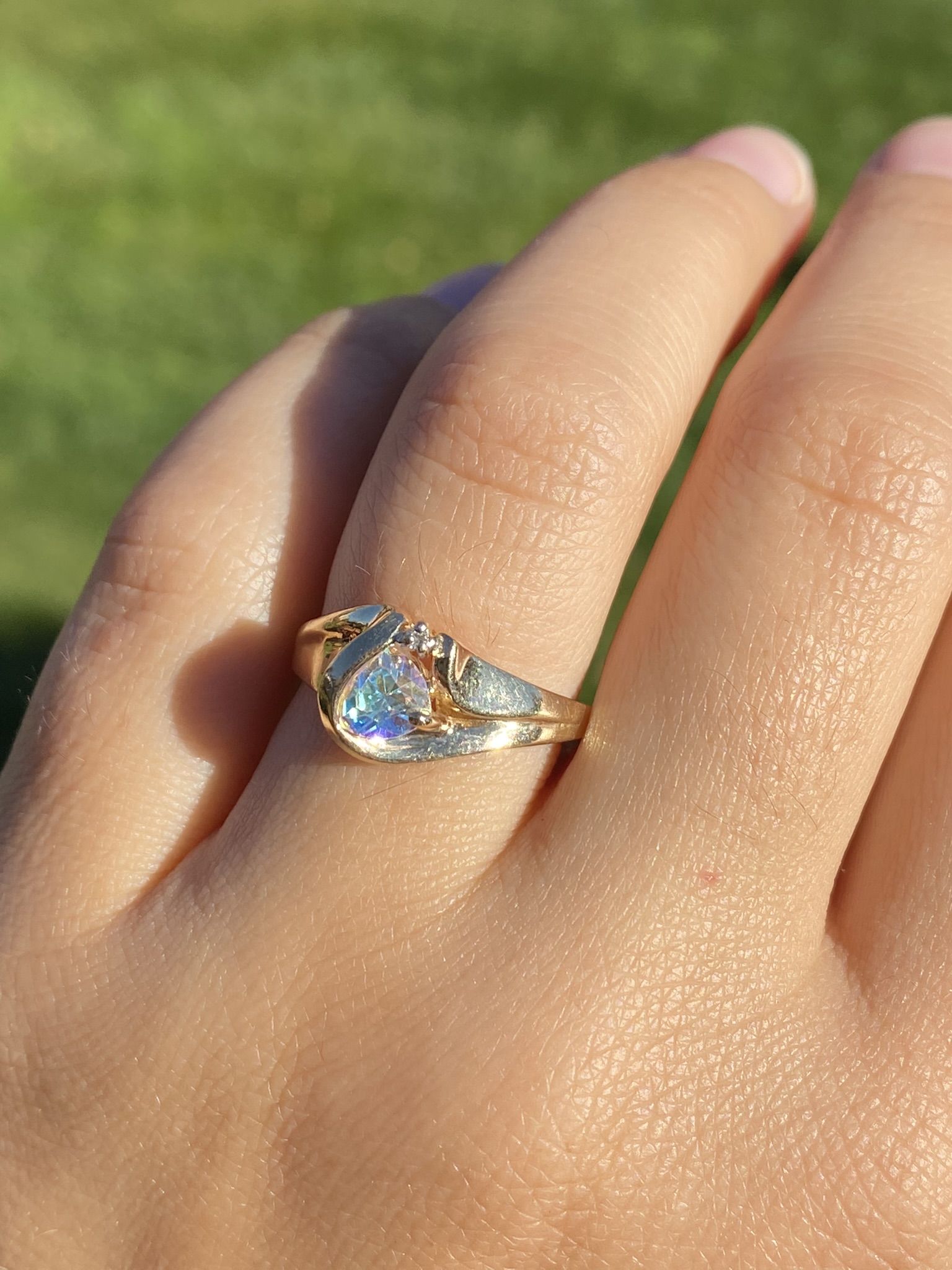 SOLD - The Hatherton: Ladies Yellow Gold Mystic Topaz and Diamond Ring - Image 9