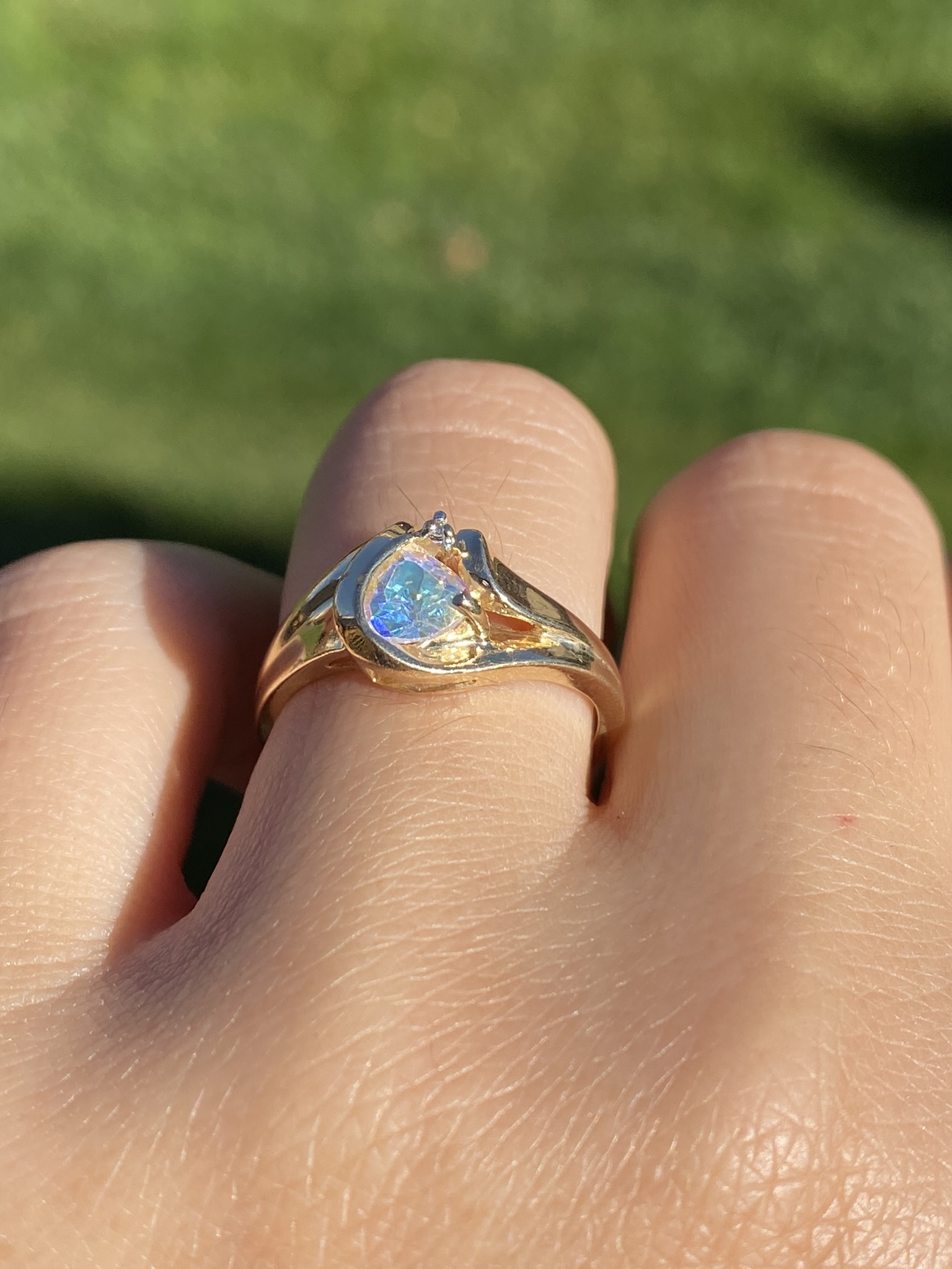 SOLD - The Hatherton: Ladies Yellow Gold Mystic Topaz and Diamond Ring - Image 10
