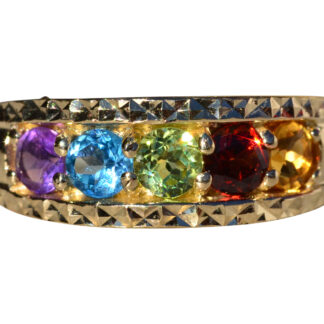SOLD - The Lyleton:  Ladies Yellow Gold Multi-stone Band