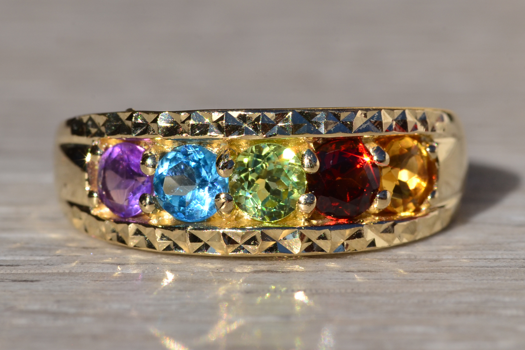 SOLD - The Lyleton: Ladies Yellow Gold Multi-stone Band - Image 2