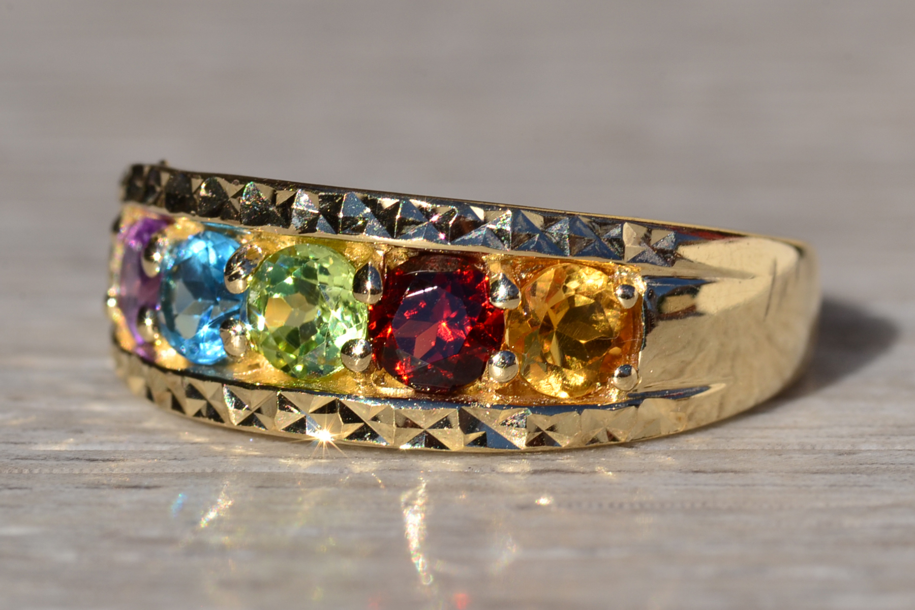 SOLD - The Lyleton: Ladies Yellow Gold Multi-stone Band - Image 3