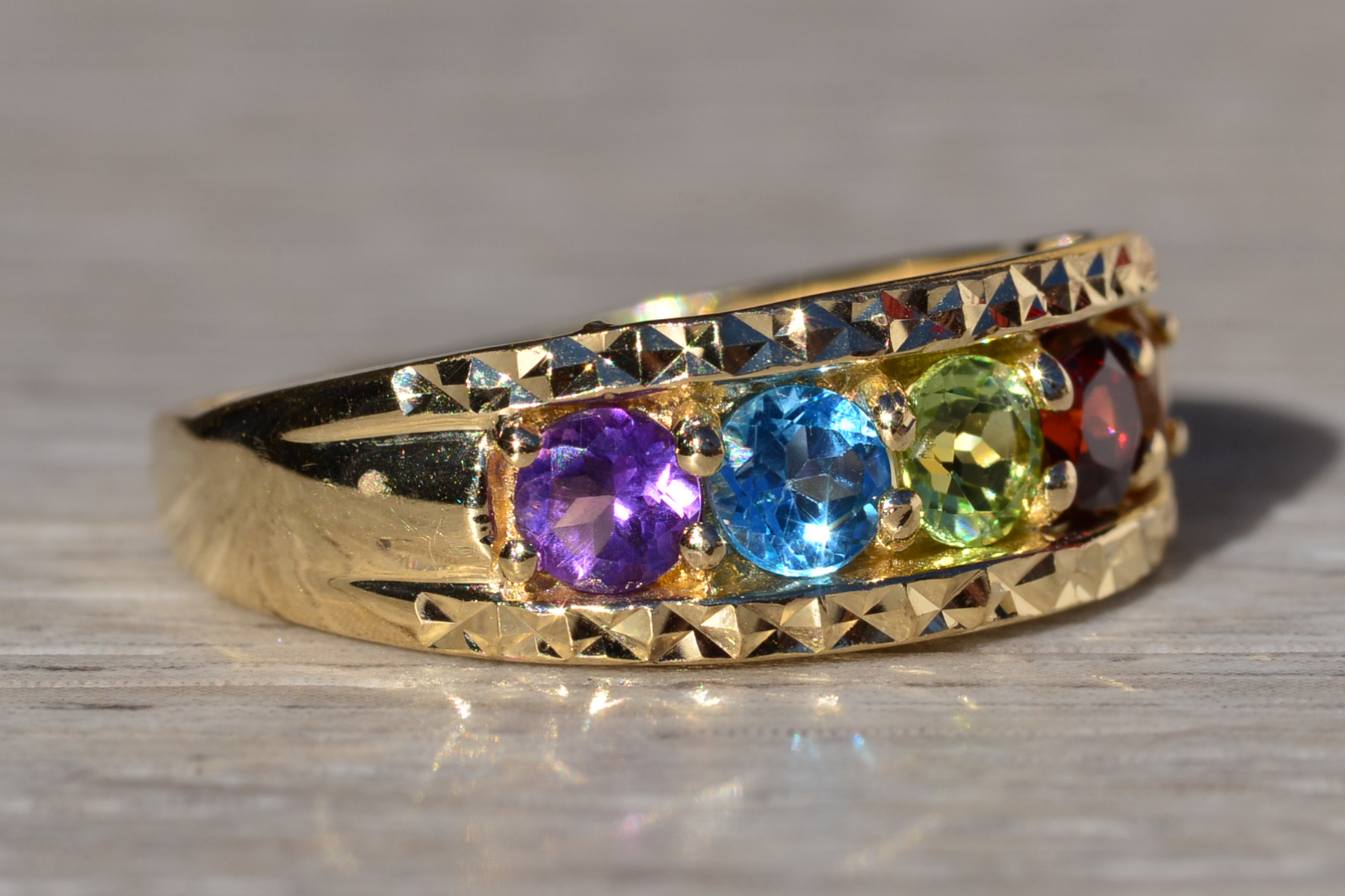 SOLD - The Lyleton: Ladies Yellow Gold Multi-stone Band - Image 6