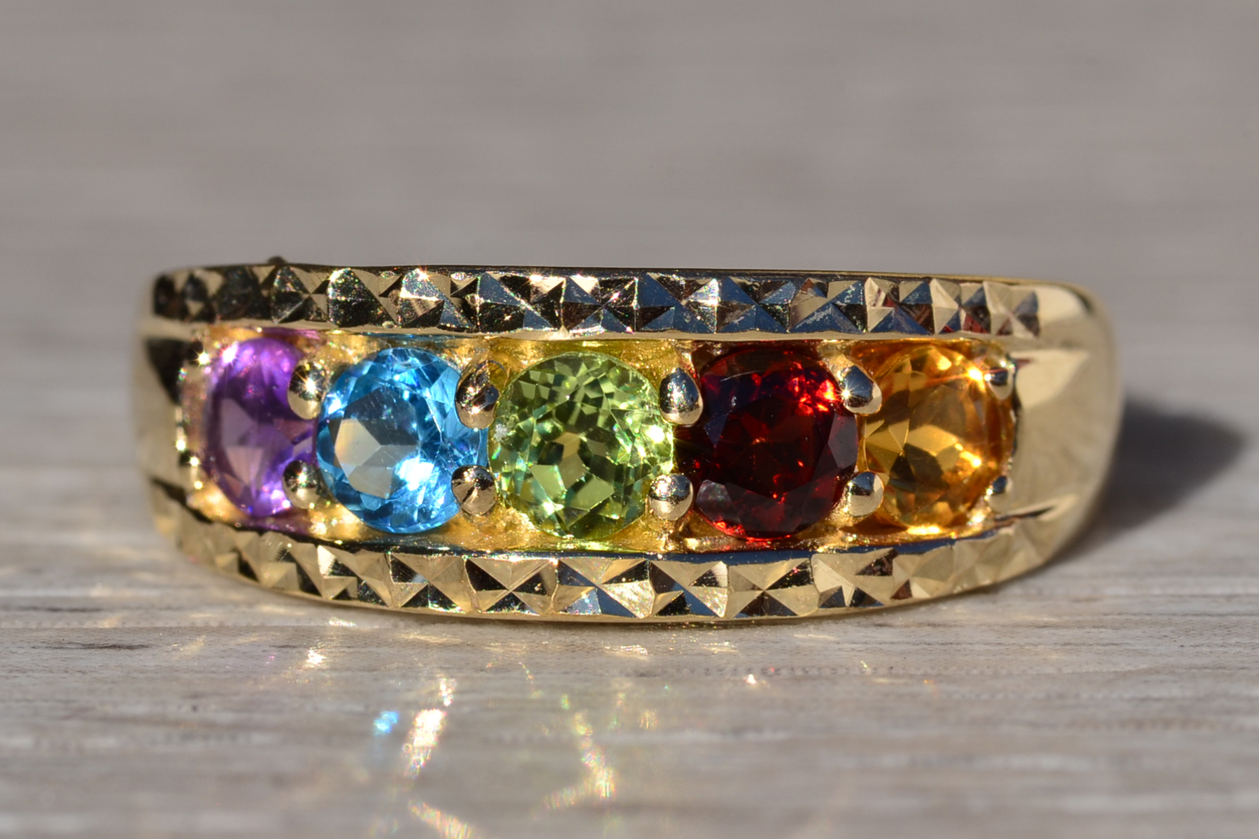 SOLD - The Lyleton: Ladies Yellow Gold Multi-stone Band - Image 7