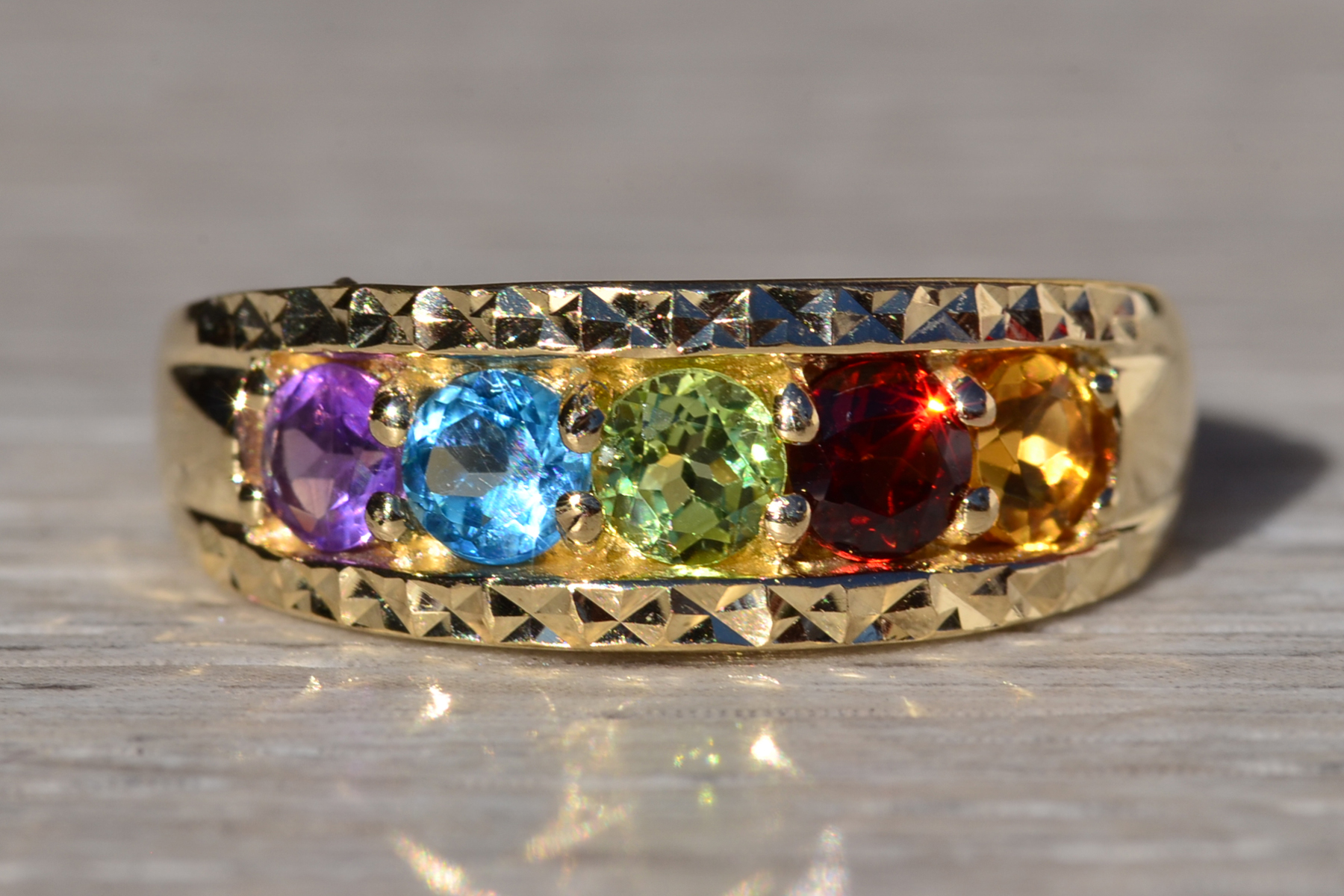 SOLD - The Lyleton: Ladies Yellow Gold Multi-stone Band - Image 8