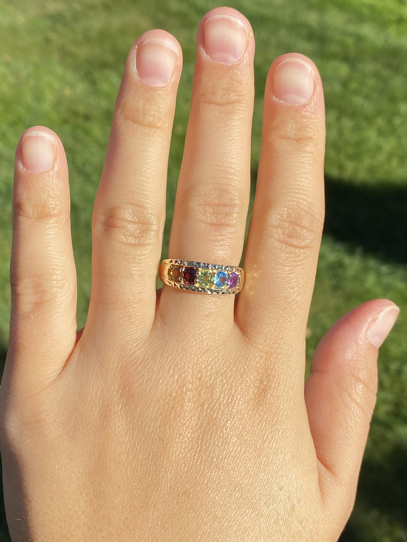 SOLD - The Lyleton: Ladies Yellow Gold Multi-stone Band - Image 9