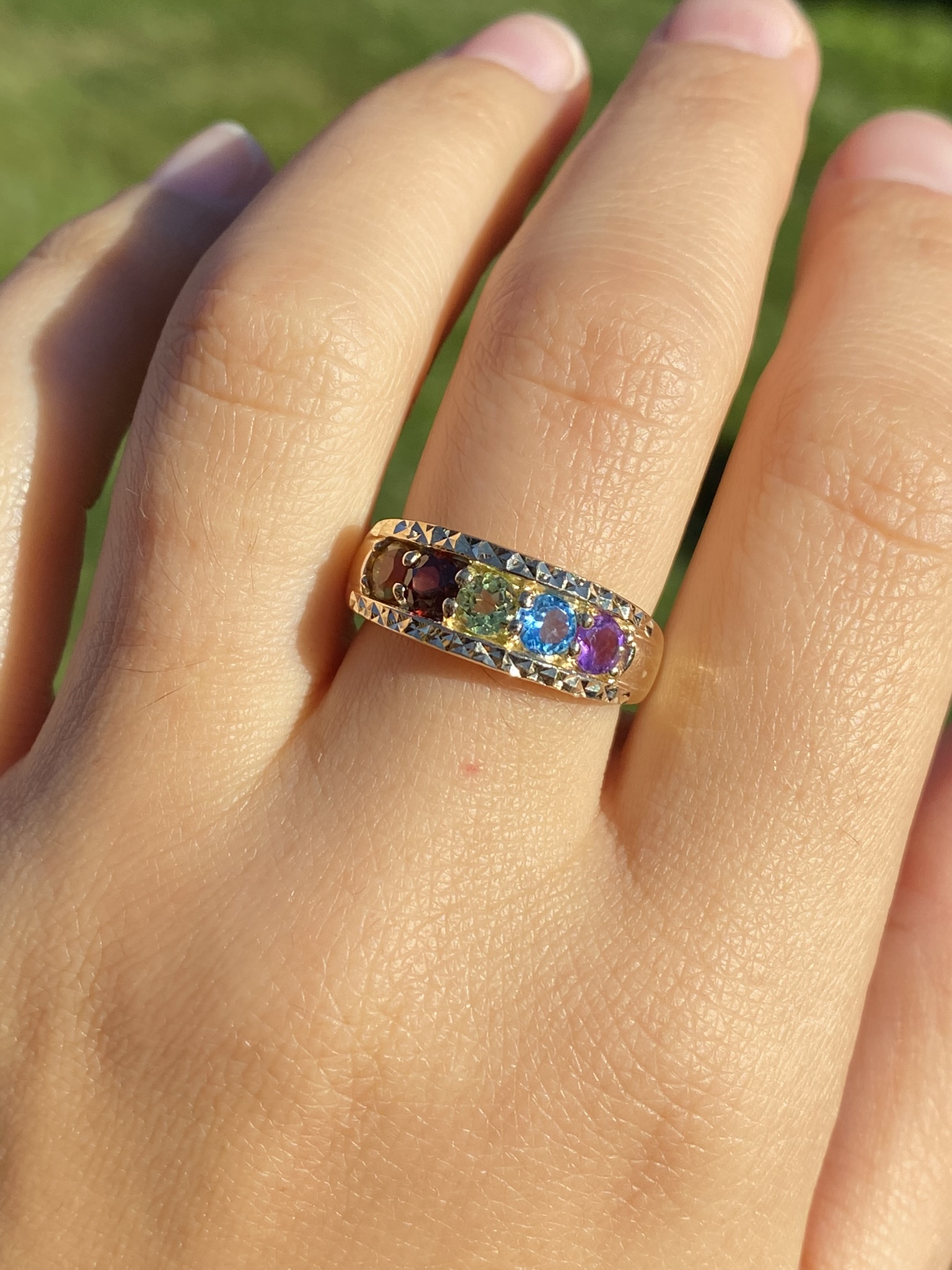 SOLD - The Lyleton: Ladies Yellow Gold Multi-stone Band - Image 10
